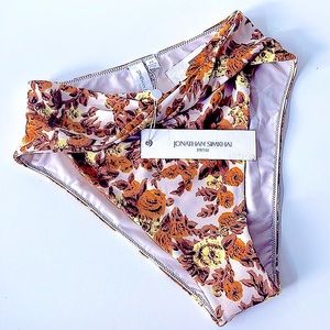 NWT Jonathan Simkhai swim bottom high waist highleg XS orange floral twist front